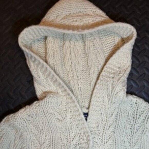 American Eagle Lambswool Cardigan Hooded Hand Knit Sweater Women's Size Large - Picture 11 of 14